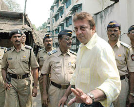 Bollywood actor Sanjay Dutt arrives to appear before a Tada court in Mumbai on Wednesday. 