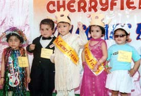 Students of Cherry Field, Ludhiana, in fancy attires on Friday