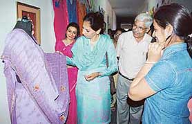 Ms Satwant Kaur Boparai at an apparel exhibition held at MM Modi College in Patiala.