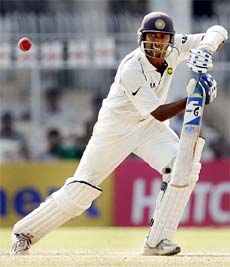 Wasim Jaffer plays a shot during the fifth and final day of the first Test match between India and England in Nagpur