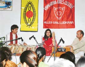 Mamta Joshi performs at Ramgarhia Girls College in Ludhiana on Monday
