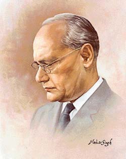 An artist’s impression of M.S. Randhawa. Portrait by Mehar Singh. Oil on canvas.