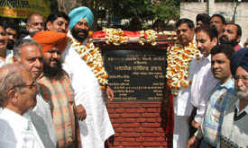 The Parliamentary Secretary, Mr Surinder Dawar, and the Mayor, Mr Nahar Singh Gill, inaugurate a senior citizens bhavan at Kidwai Nagar in Ludhiana on Saturday