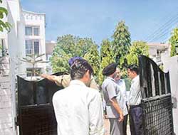 A scene during a CBI raid on the house of Mr K.B.S. Sidhu, an IAS officer of the Punjab cadre, at Sector 19 in Chandigarh on Thursday.