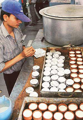 Curd being packed for Shatabdi at Ambala Cantt railway station.