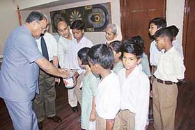 Punjab Governor and Administrator of Chandigarh S.F. Rodrigues makes contribution on the eve of Red Cross Day at Punjab Raj Bhavan in Chandigarh