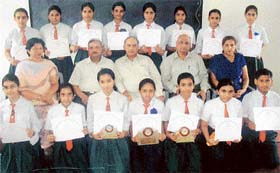 Students of New Senior Secondary School who participated in the Vedic declamation contest