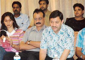 Mr Sanjeev Dhanda and Mr Sanjay Arora address a press conference in Ludhiana