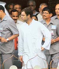 Congress MP Rahul Gandhi at Amausi Airport in Lucknow on his way back to Delhi