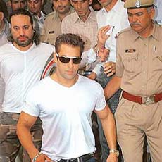 Actor Salman Khan leaves a court in Jodhpur