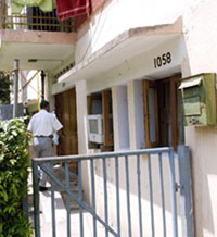The residence of a senior bureaucrat at R.K. Puram, where the CBI conducted a raid in connection with the sensational naval war room leak case, in New Delhi on Friday. 