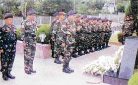 Wreaths being laid at the Northern Command War Memorial on its 35th anniversary.