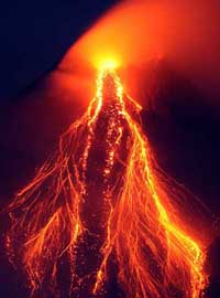 Lava cascades down the slope of Mayon volcano near Legazpi City, south of Manila, on Saturday. 
