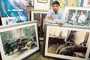 Bheem Malhotra caught amidst the enchanting world of his water colours