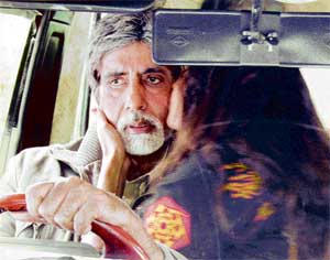 Amitabh Bachchan and Jiyah Khan in a scene from Nishabd, a film inspired by Lolita of yore