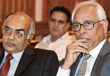 Centres special representative for Jammu and Kashmir, Mr N.N. Vohra, at the three-day conference Indian Federalism at Work in Srinagar on Friday. On the left is Mr George Mathew, Director of the Institute of Social Sciences, New Delhi
