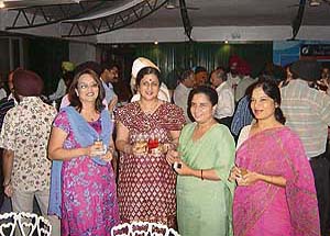Komal Anand with seafarers’ wives at the Merchant Navy Officers Association Dinner on Friday night