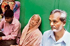 Family members of Mohammed Ali, the Hyderabad resident who was killed in a terrorist attack near Karbala in Iraq, in a dejected mood in Hyderabad on Saturday