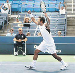 Leander is always pumped up on the court, even when the chips are down