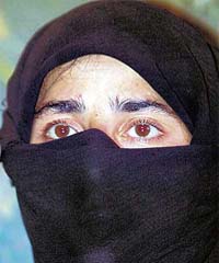 Roofi Jan, a Kashmiri girl whose name figured in the Handwara sex scandal, talks to media persons in Srinagar