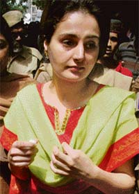 Monica Bedi, girlfriend of underworld don Abu Salem, leaves the Nampally criminal court in Hyderabad, which sentenced her to five years of rigorous imprisonment in a passport forgery case
