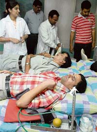 The blood donation camp organised by Allengers Medical Systems Private Limited in Sector 34, Chandigarh