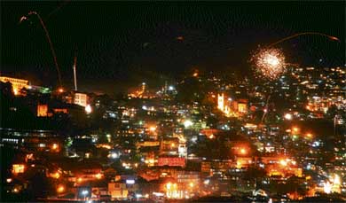 This is how Himachal's famous hill station and capital Shimla looked like on Divali night on Saturday
