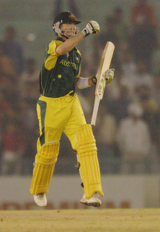 Australia’s Damien Martyn gestures after scoring the winning run against India during the Champions Trophy match in Mohali on Sunday