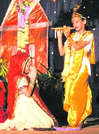 Students of Senior Study School perform a play on Meerabai.