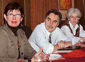 Ms Trudy Kernighan, Ministre-Conseiller (Immigration), Mr Brian Hudson, Counseiller (Immigration), and Ms Donna M. Capper, Consul, Consulate-General of Canada addressing a press conference in Chandigarh on Wednesday.