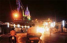 Durga Mata Mandir at Rakh Bagh, Ludhiana, decked up for the Jagannath Yatra that begins on Saturday from this temple. It will culminate at Sri Nav Durga Mandir, Sarabha Nagar, in the evening.