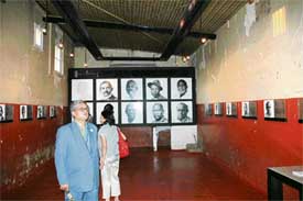The cell where Gandhi was imprisoned. The photographs are of those who were kept in the cell at one time or another