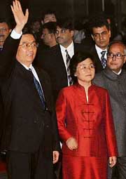 Chinese President Hu Jintao with his wife Liu Yongping