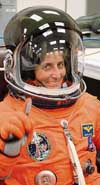 Sunita Williams just before she entered Discovery on Saturday