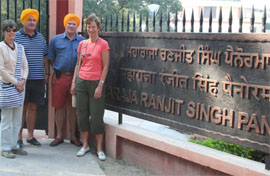 Foreign tourists wear turbans at the Maharaja Ranjit Singh Panorama in Amritsar.