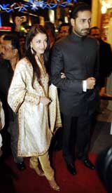 A file photo of Aishwarya Rai and Abhishek Bachchan who got engaged in Mumbai on Sunday evening