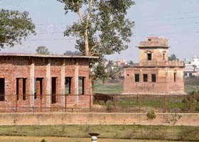 An illegal building which has come up near an ancient monument at Batala