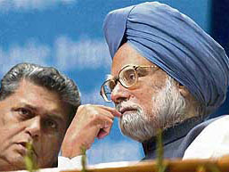 Prime Minister Manmohan Singh during a confer- ence of chief executives of public sector enterprises in New Delhi on Thursday.