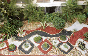 An ariel view of their backyard