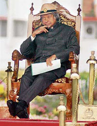 President A.P.J. Abdul Kalam in a thoughtful mood during CISF Day celebrations in Ghaziabad on Saturday.