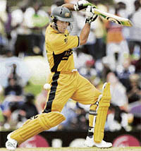 Ricky Ponting of Australia in action against Scotland in their Group A World Cup match on Wednesday. Australia won by 203 runs.
