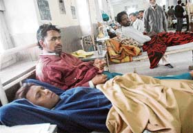 Vicky Sangar and Deepak Kumar injured in a clash in Sanaur, admitted at the Government Rajindra Hospital in Patiala