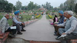 Senior citizens at the Ram Bagh, Amritsar.