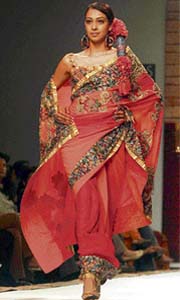 A model scorches the ramp in an Ashima-Leema creation at Wills Life Style Fashion Week in New Delhi