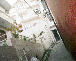 A labyrinth of multi-storeyed buildings that violate building byelaws.