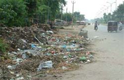 stinky affair: Garbage dumped outside the Government Senior Secondary School at Chheharta in Amritsar