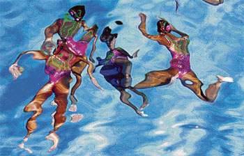 A team of synchronised swimmers paint a pretty picture during the Central American and Caribbean Games in Colombia.