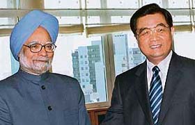 Prime Minister Manmohan Singh and President Hu Jintao of China in Berlin
