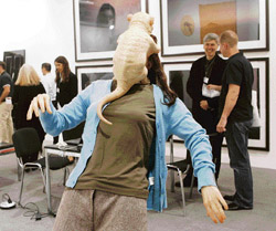This life-size silicon and fibreglass artwork by artist Patricia Piccinini is on display at Art 38 in Basel