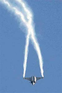 The Dassault jet fighter, Rafale, performs a demonstration flight at the 47th Paris Air Show in Le Bourget, north of Paris